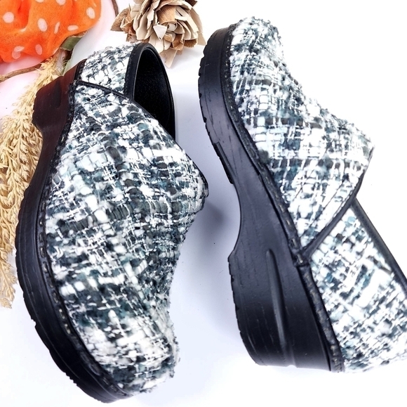 🧡 Sanita Grey White Knitted Nursing Clogs Sz 38 - Picture 3 of 7